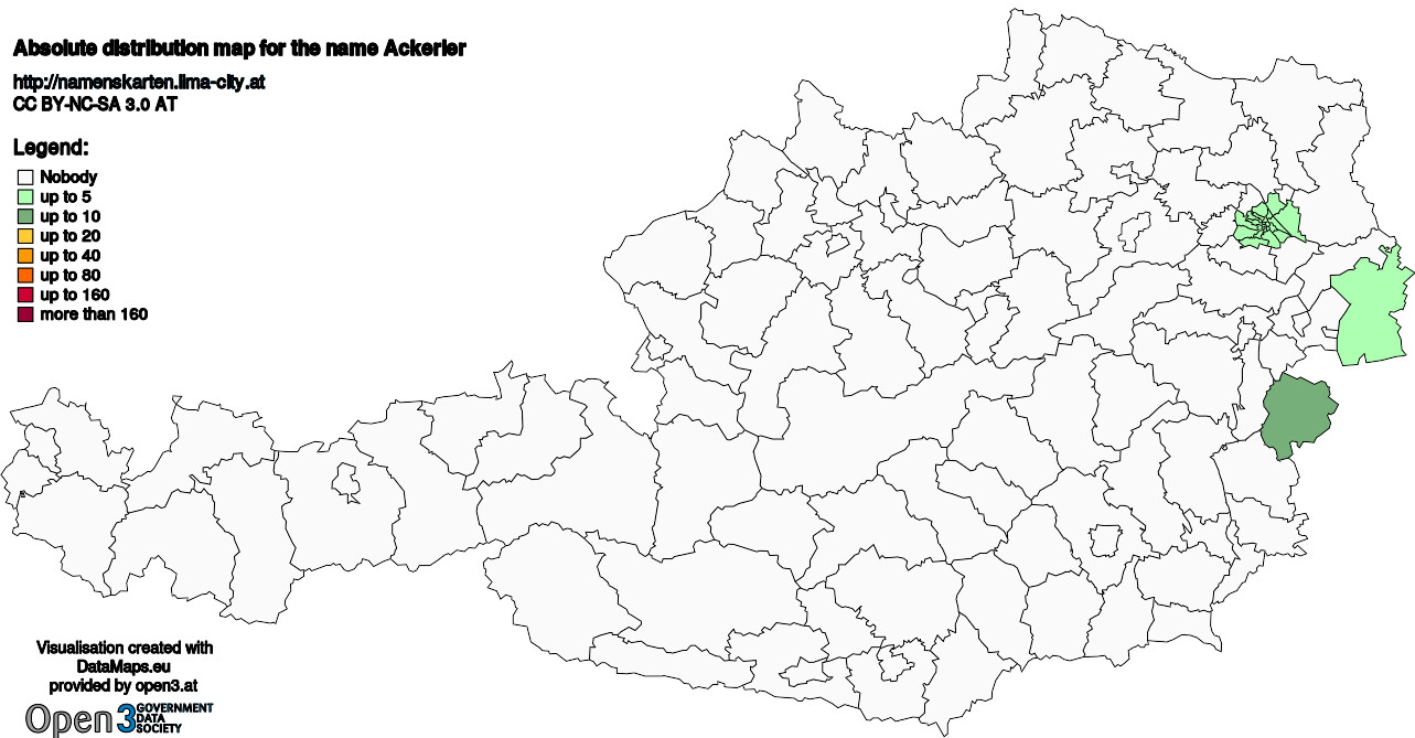 Absolute Distribution maps for surname Ackerler