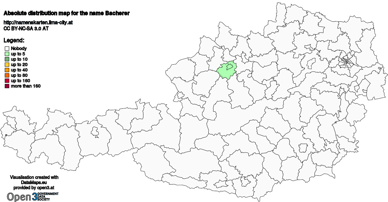Absolute Distribution maps for surname Bacherer