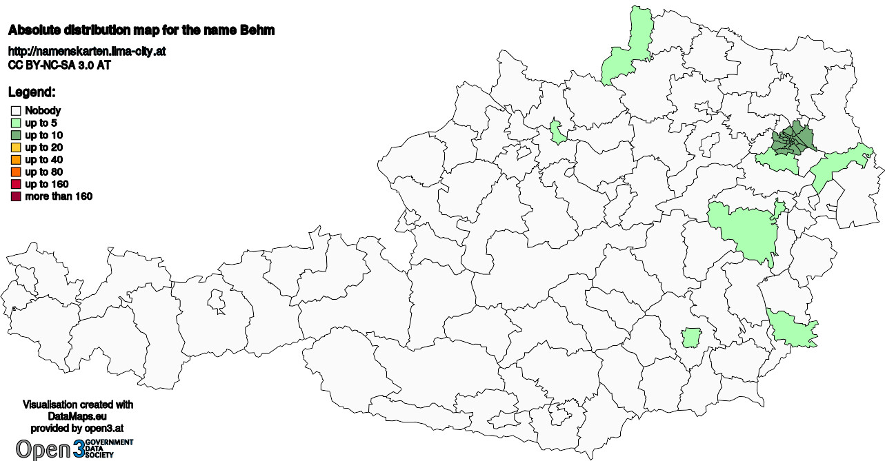Absolute Distribution maps for surname Behm