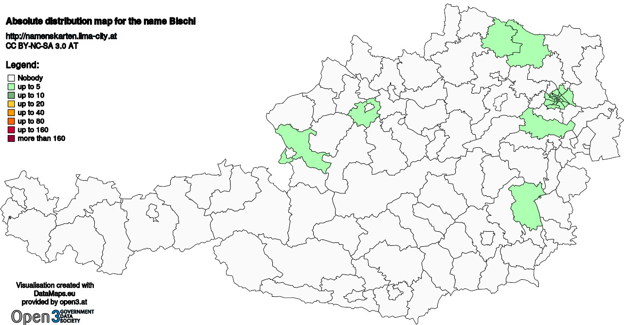 Absolute Distribution maps for surname Bischl