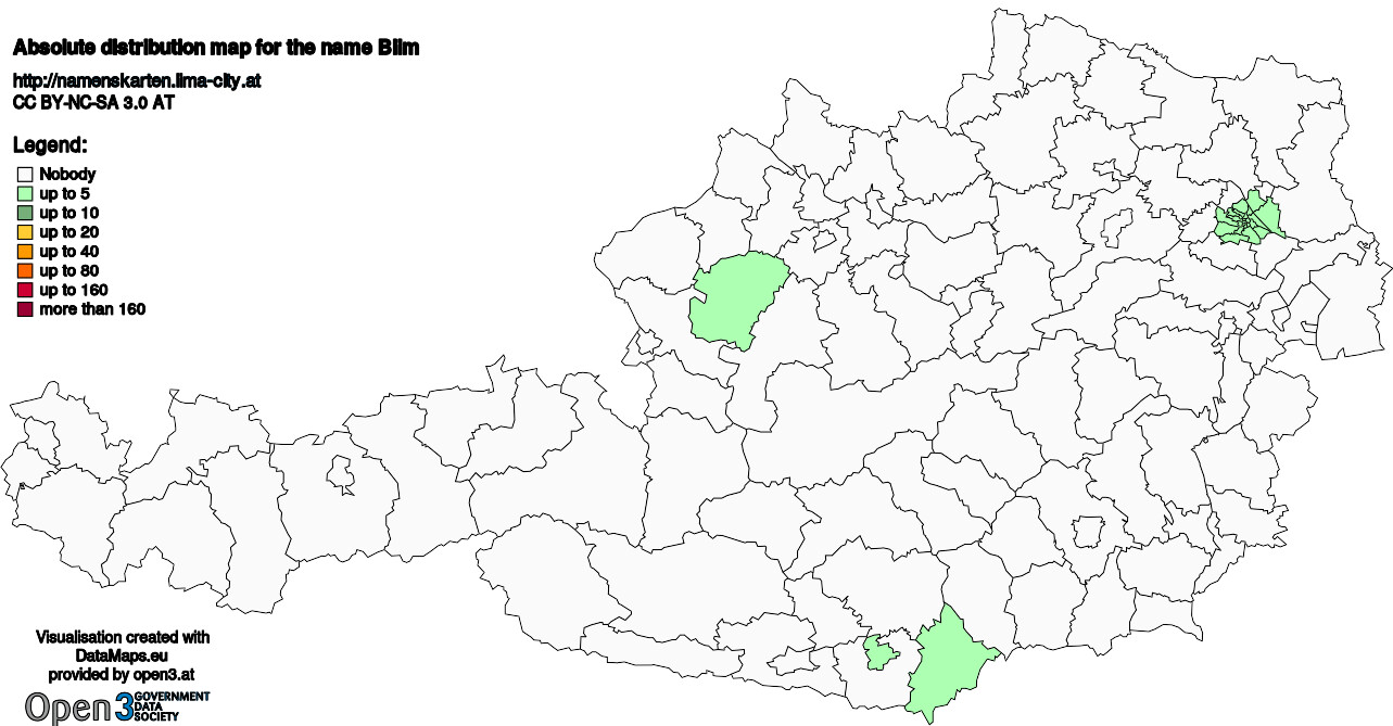 Absolute Distribution maps for surname Blim