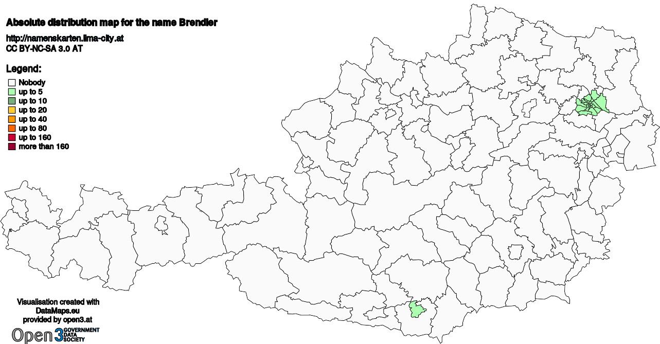 Absolute Distribution maps for surname Brendler