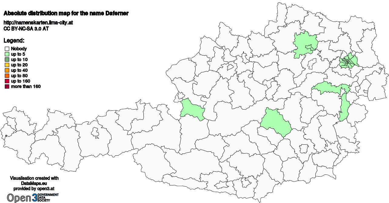 Absolute Distribution maps for surname Daferner
