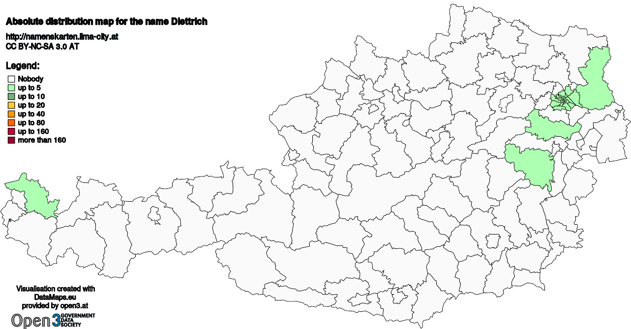Absolute Distribution maps for surname Diettrich