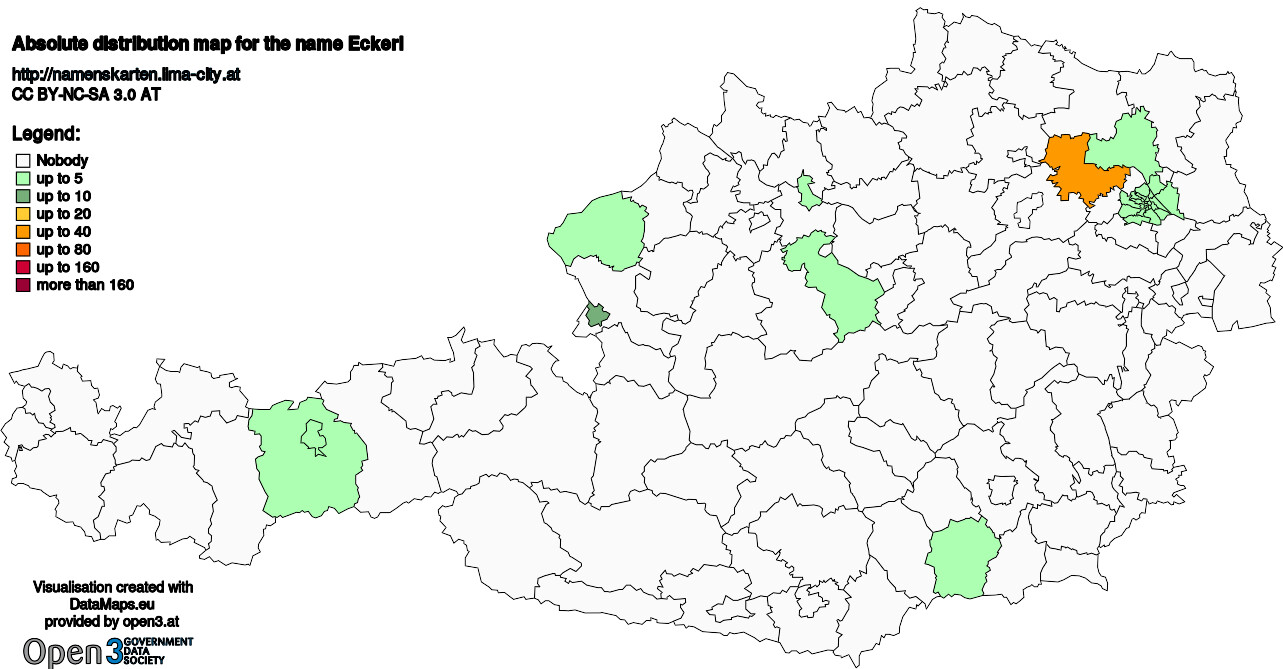 Absolute Distribution maps for surname Eckerl
