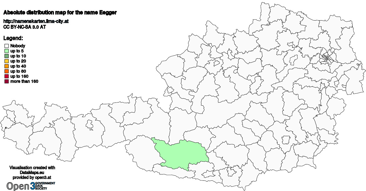 Absolute Distribution maps for surname Eegger