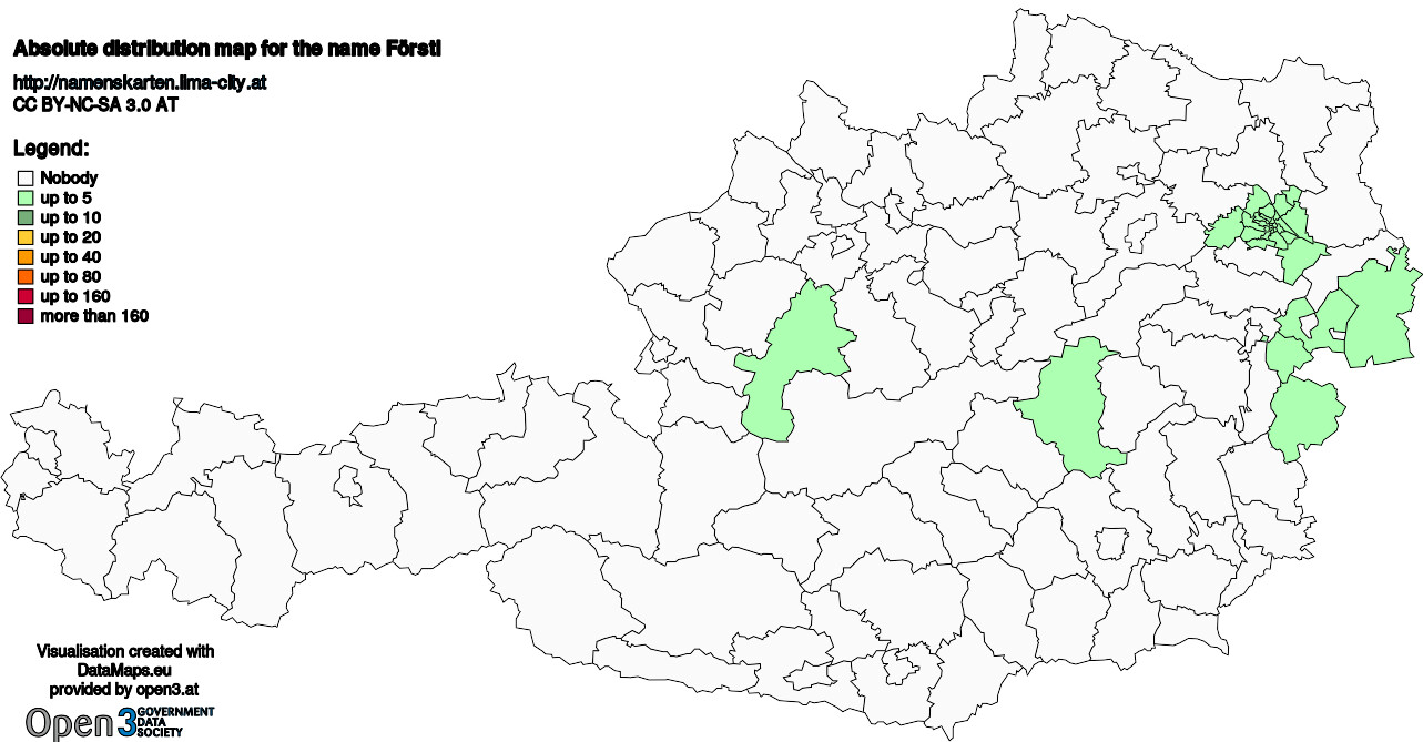 Absolute Distribution maps for surname Förstl