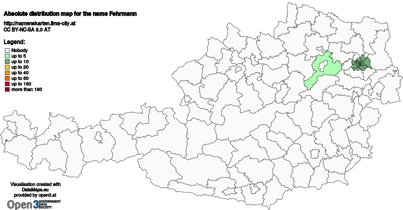Absolute Distribution maps for surname Fehrmann