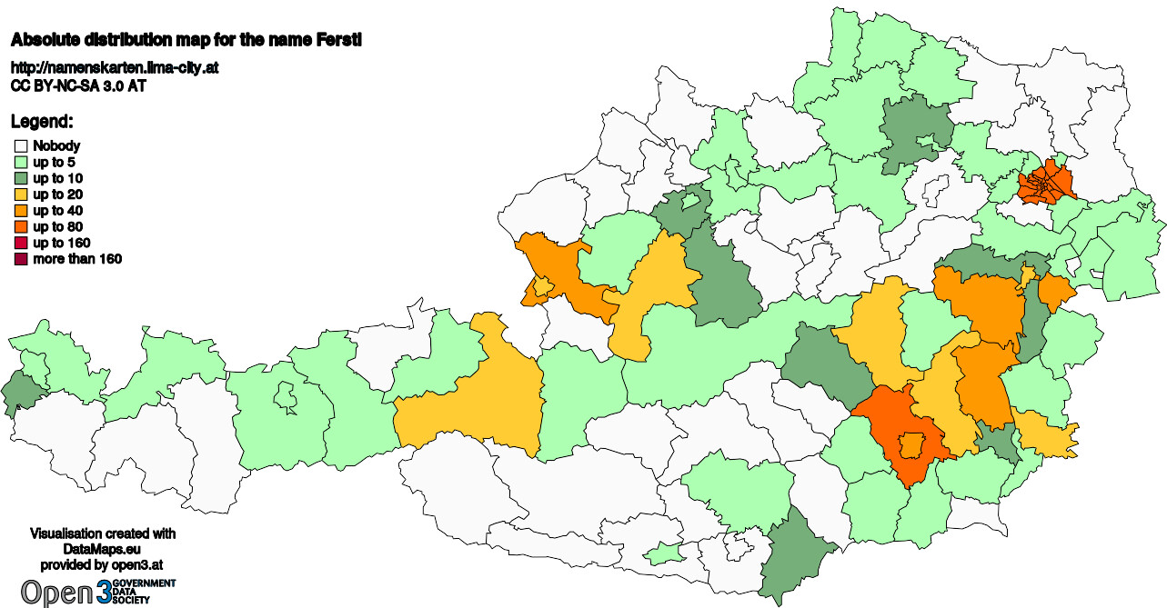 Absolute Distribution maps for surname Ferstl