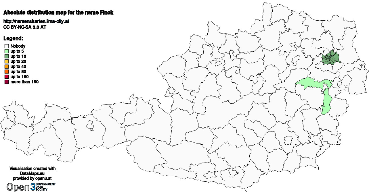 Absolute Distribution maps for surname Finck