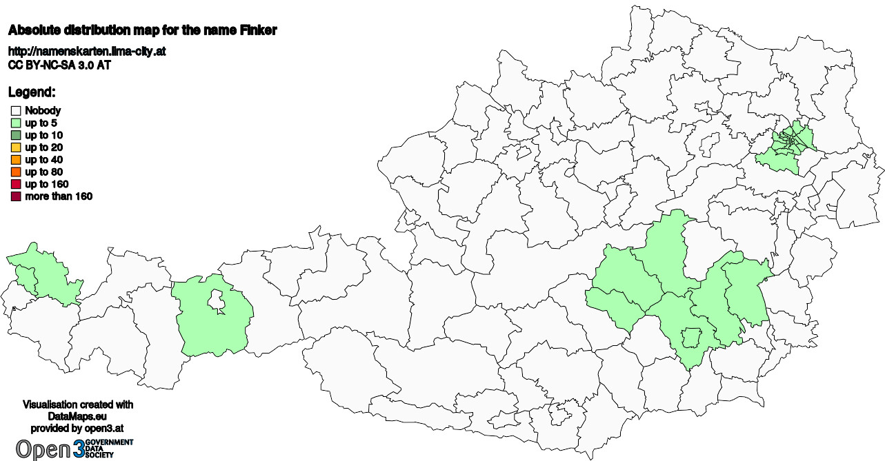 Absolute Distribution maps for surname Finker