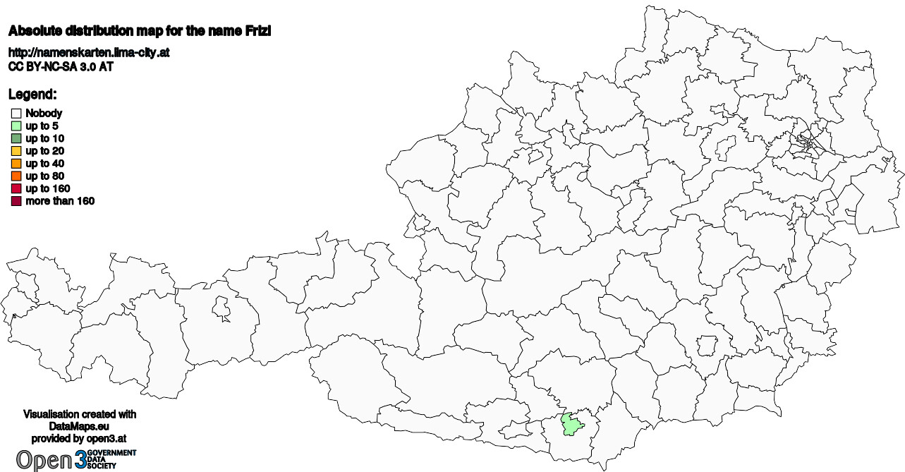 Absolute Distribution maps for surname Frizl