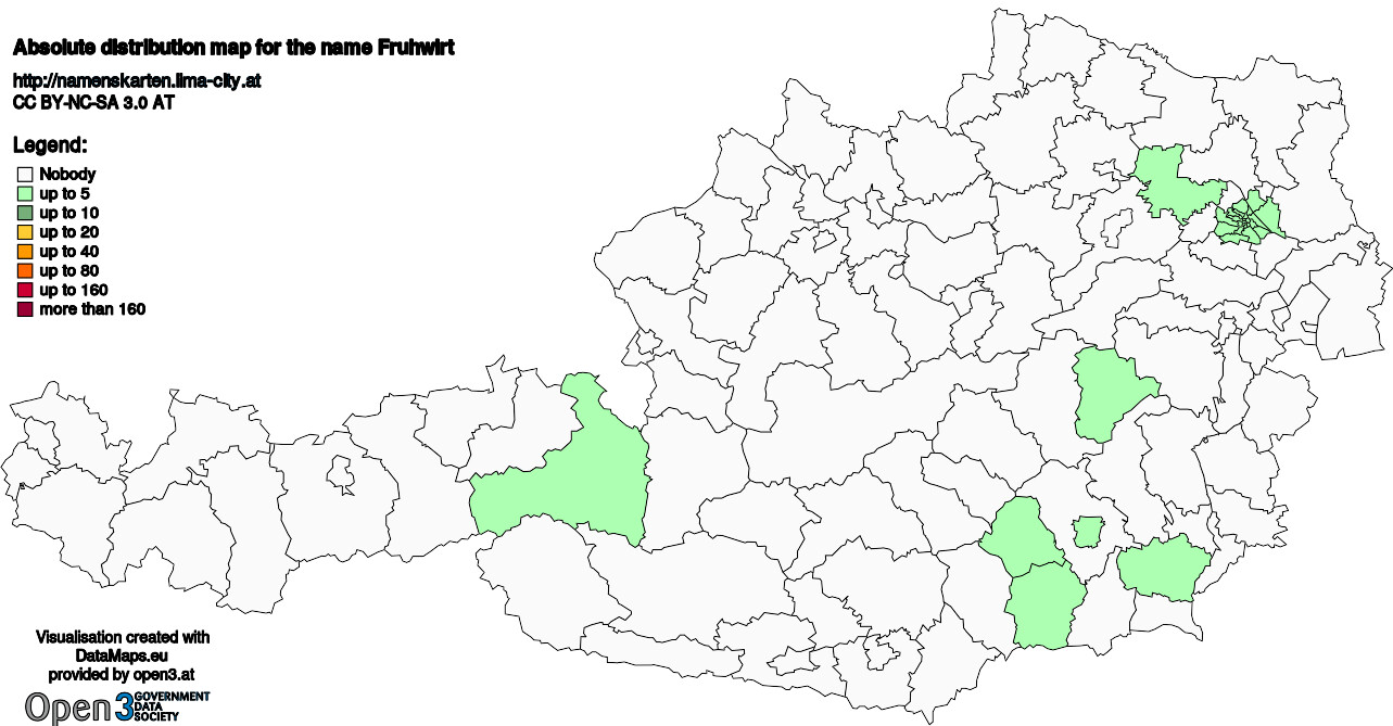 Absolute Distribution maps for surname Fruhwirt