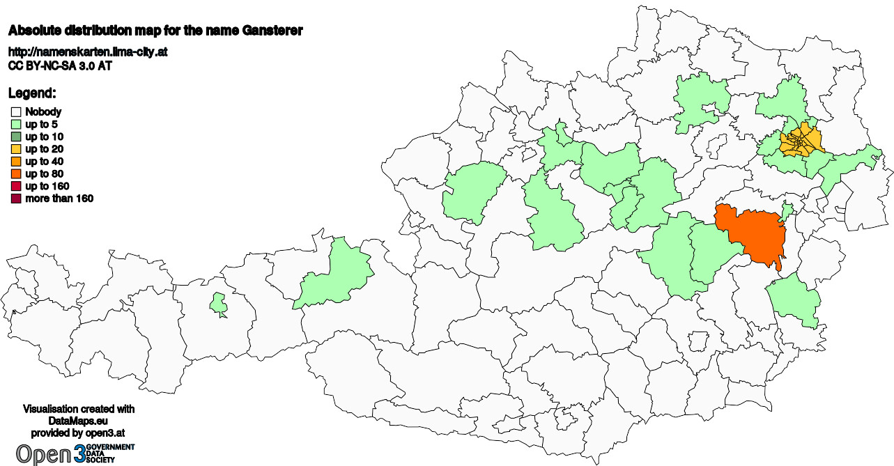 Absolute Distribution maps for surname Gansterer