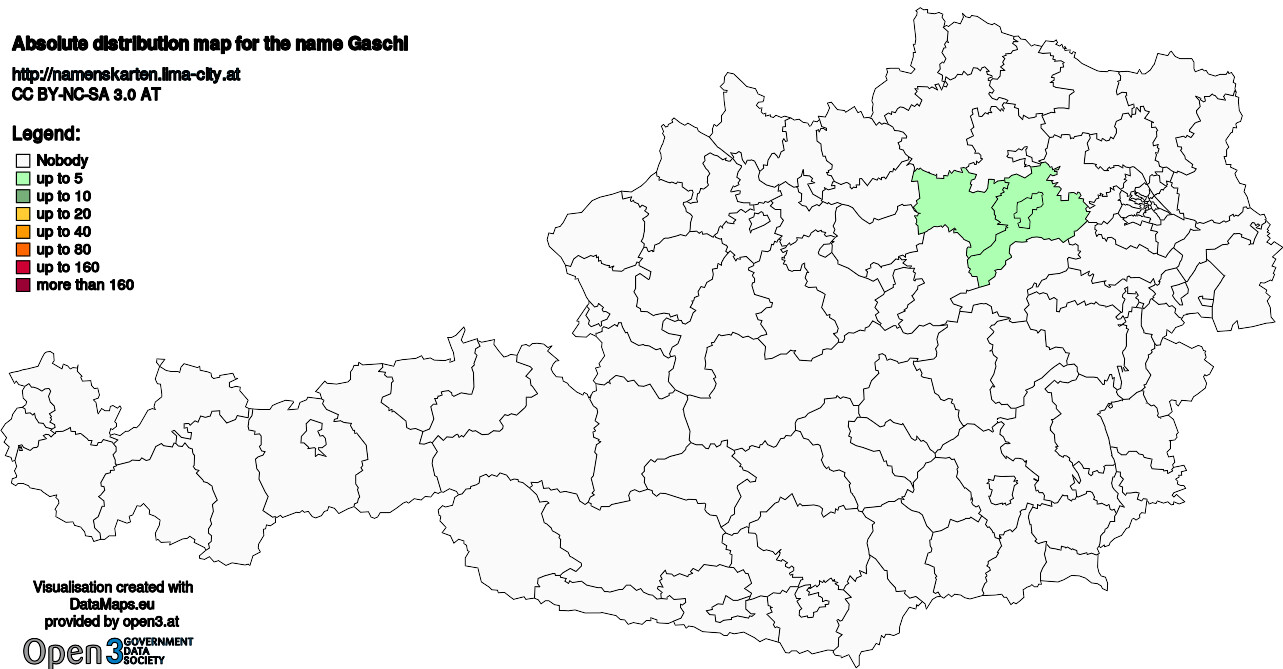 Absolute Distribution maps for surname Gaschl