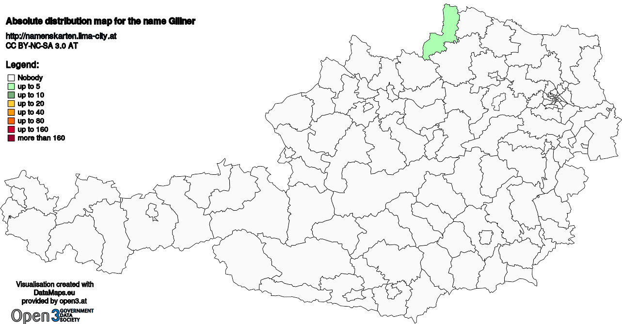Absolute Distribution maps for surname Gillner