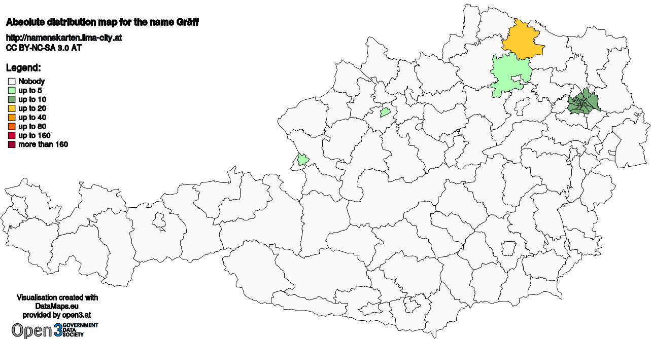 Absolute Distribution maps for surname Gräff