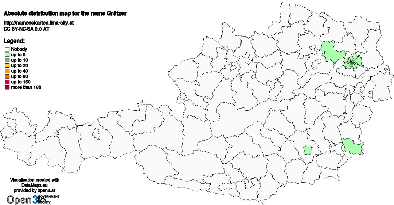 Absolute Distribution maps for surname Grätzer