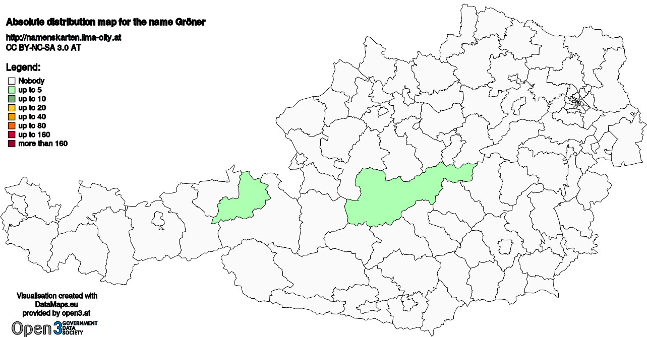 Absolute Distribution maps for surname Gröner