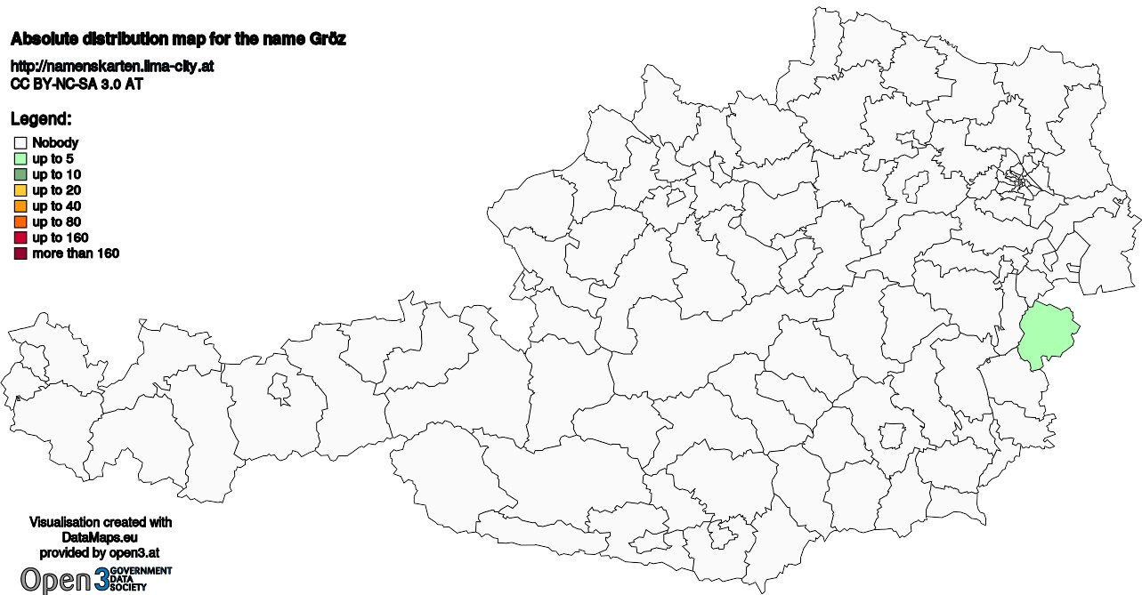 Absolute Distribution maps for surname Gröz