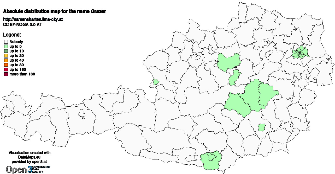 Absolute Distribution maps for surname Grazer