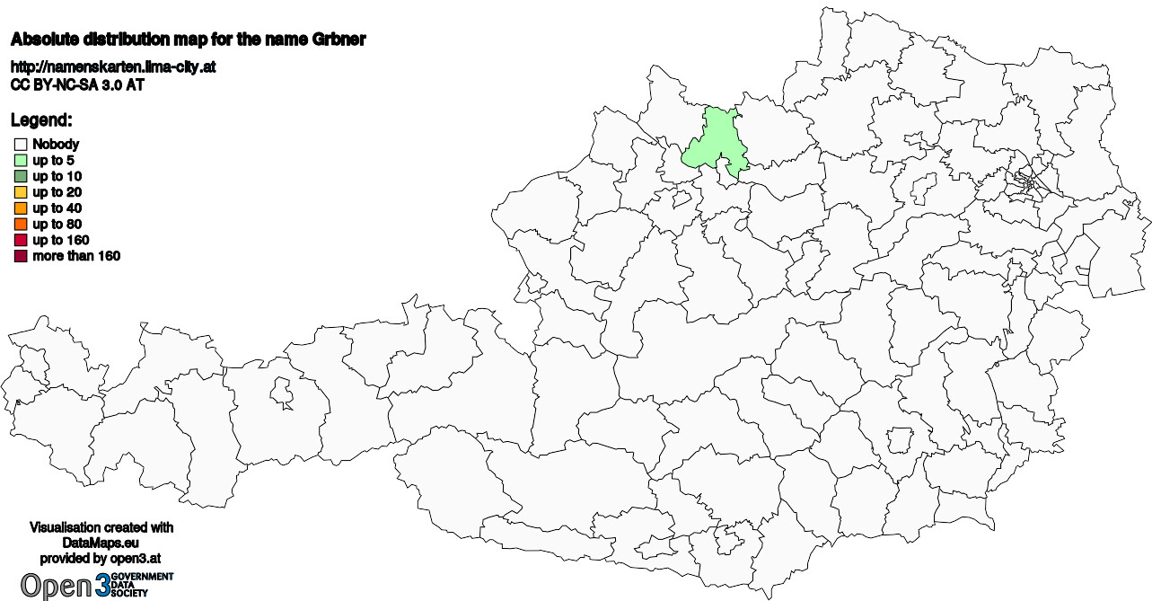 Absolute Distribution maps for surname Grbner