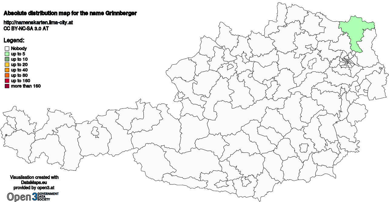 Absolute Distribution maps for surname Grinnberger
