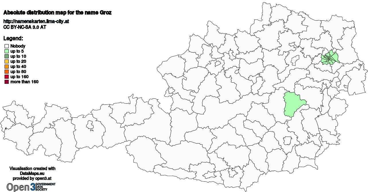Absolute Distribution maps for surname Groz