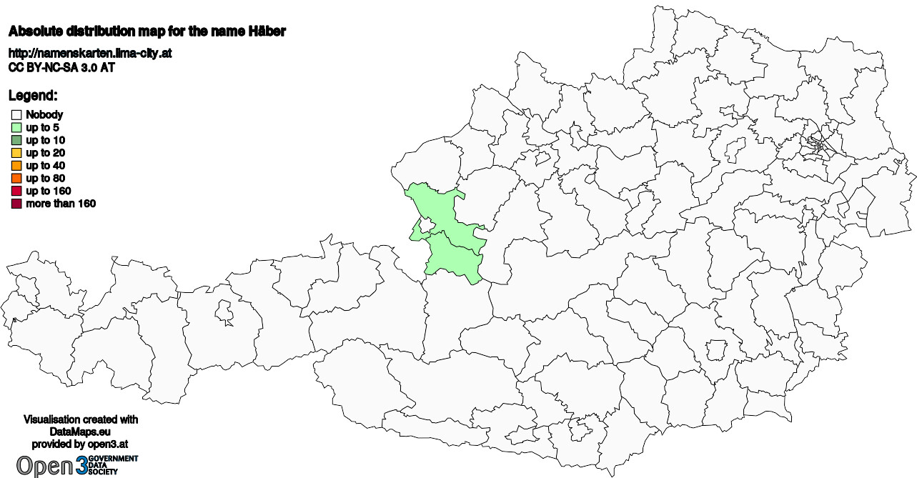 Absolute Distribution maps for surname Häber