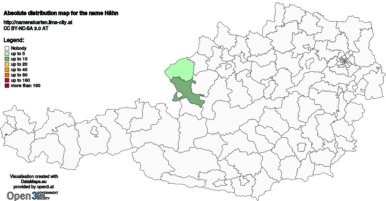 Absolute Distribution maps for surname Hähn