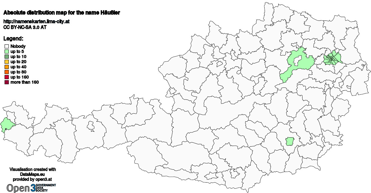 Absolute Distribution maps for surname Häußler