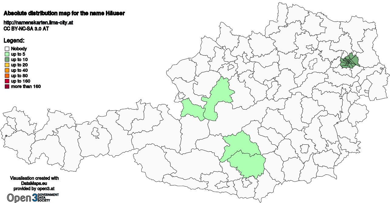 Absolute Distribution maps for surname Häuser