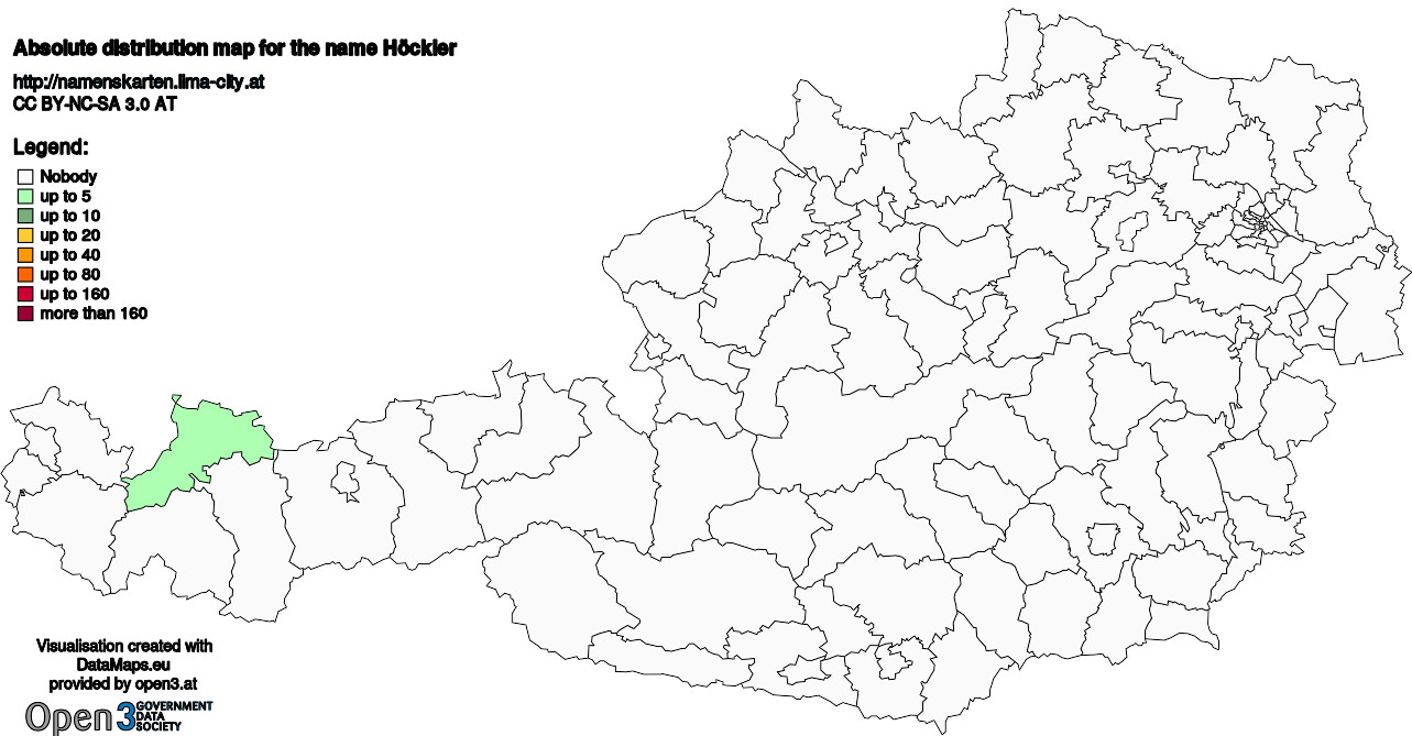 Absolute Distribution maps for surname Höckler