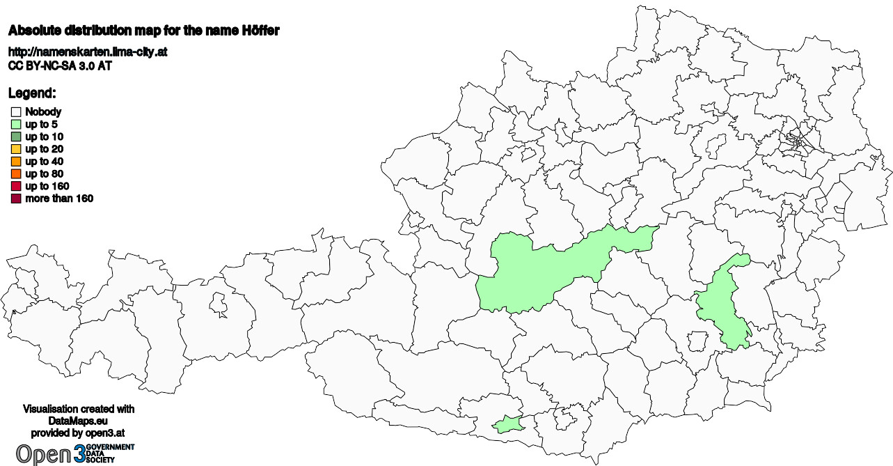 Absolute Distribution maps for surname Höffer