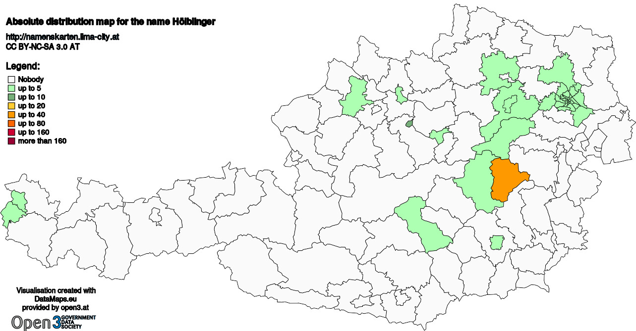 Absolute Distribution maps for surname Hölblinger