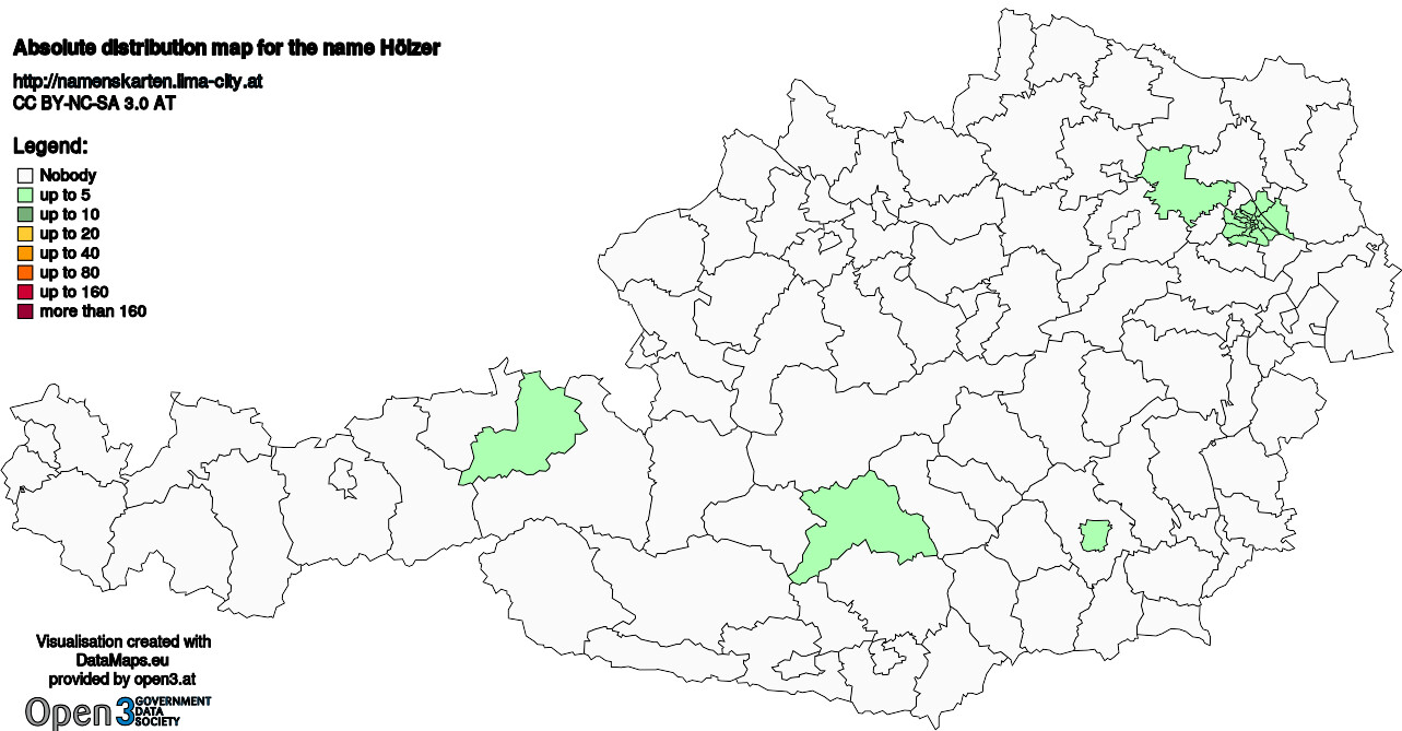 Absolute Distribution maps for surname Hölzer
