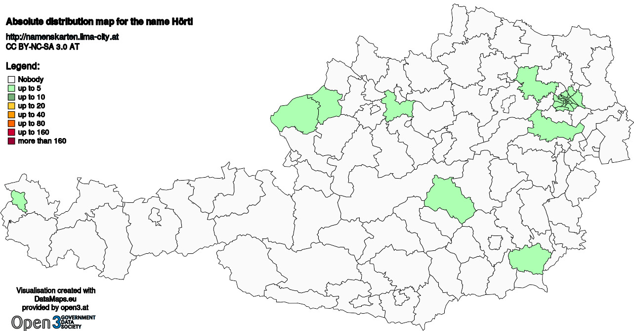 Absolute Distribution maps for surname Hörtl