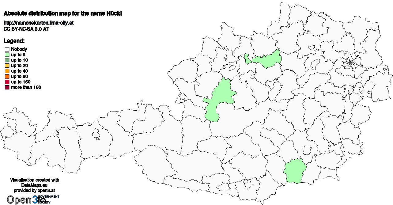 Absolute Distribution maps for surname Hückl