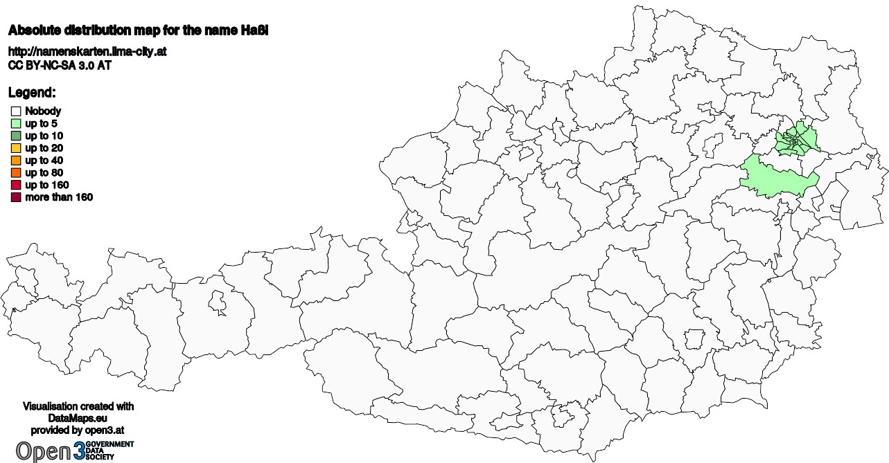 Absolute Distribution maps for surname Haßl