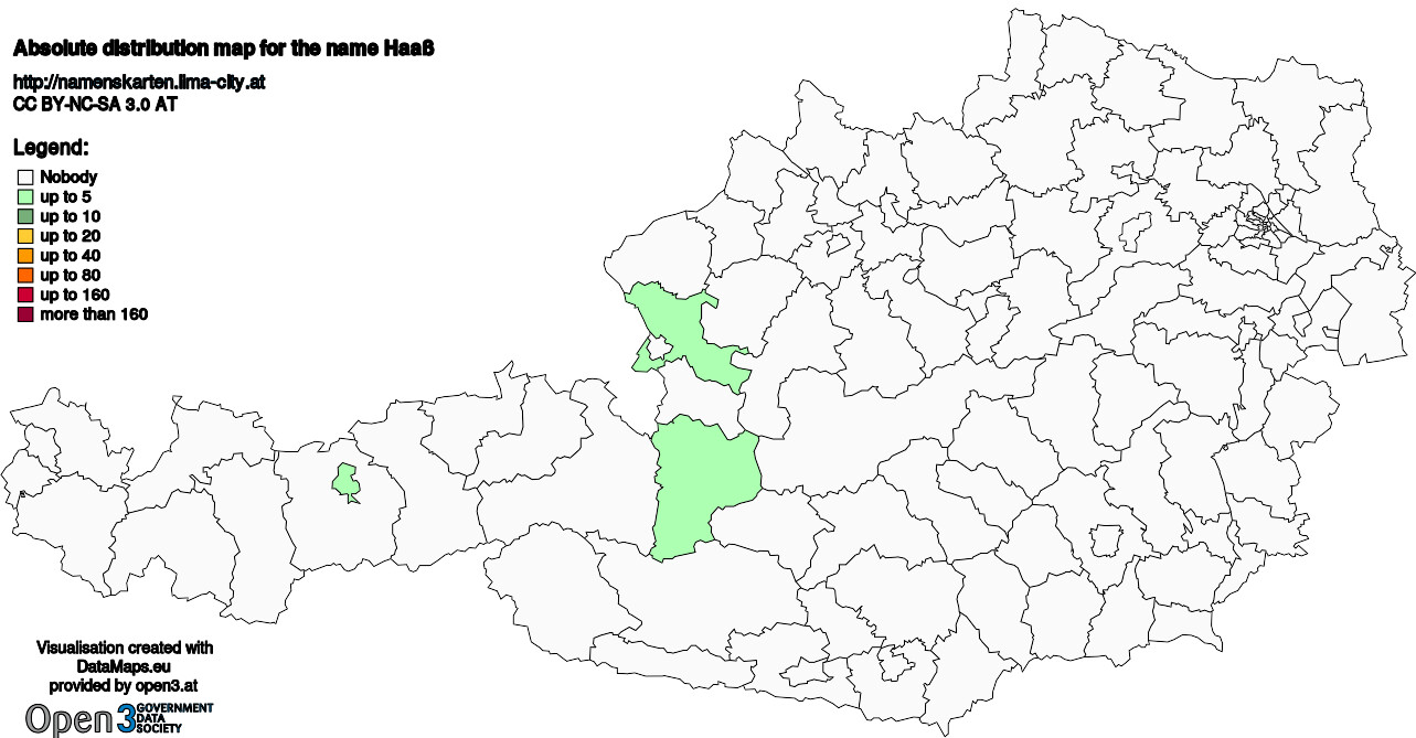 Absolute Distribution maps for surname Haaß