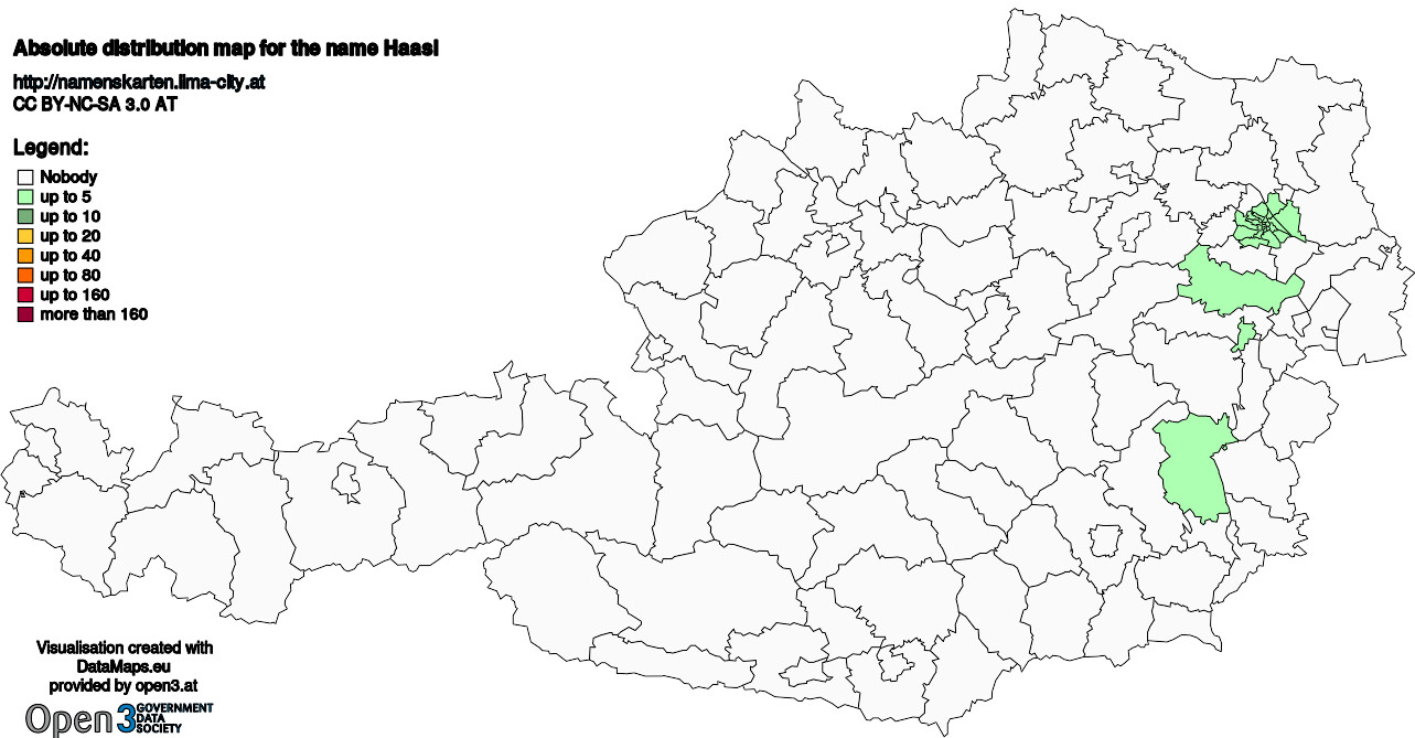 Absolute Distribution maps for surname Haasl