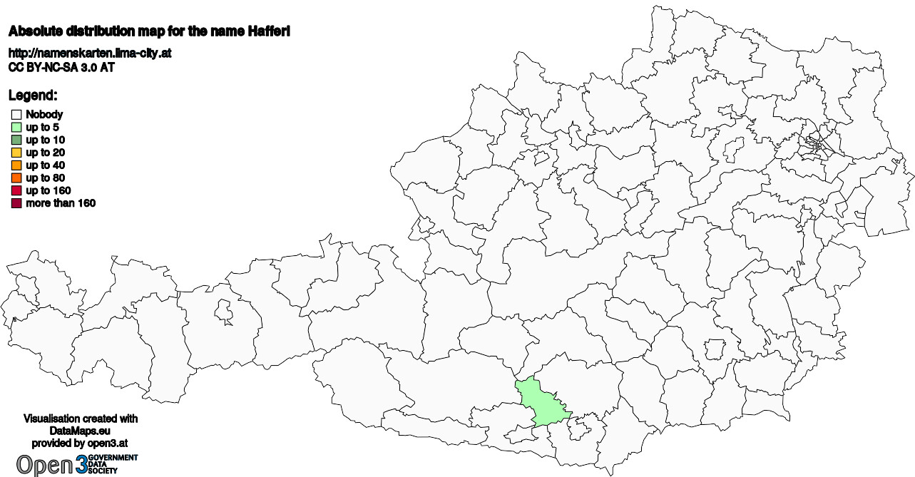 Absolute Distribution maps for surname Hafferl