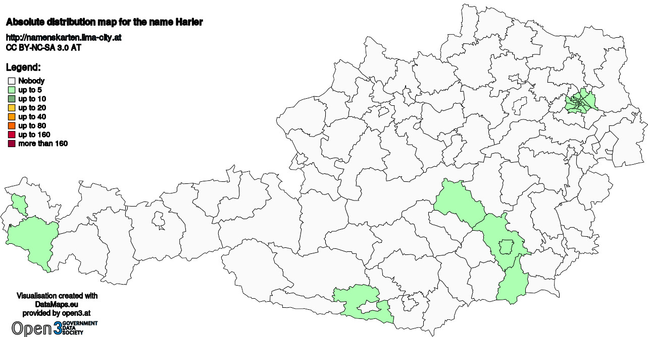 Absolute Distribution maps for surname Harler