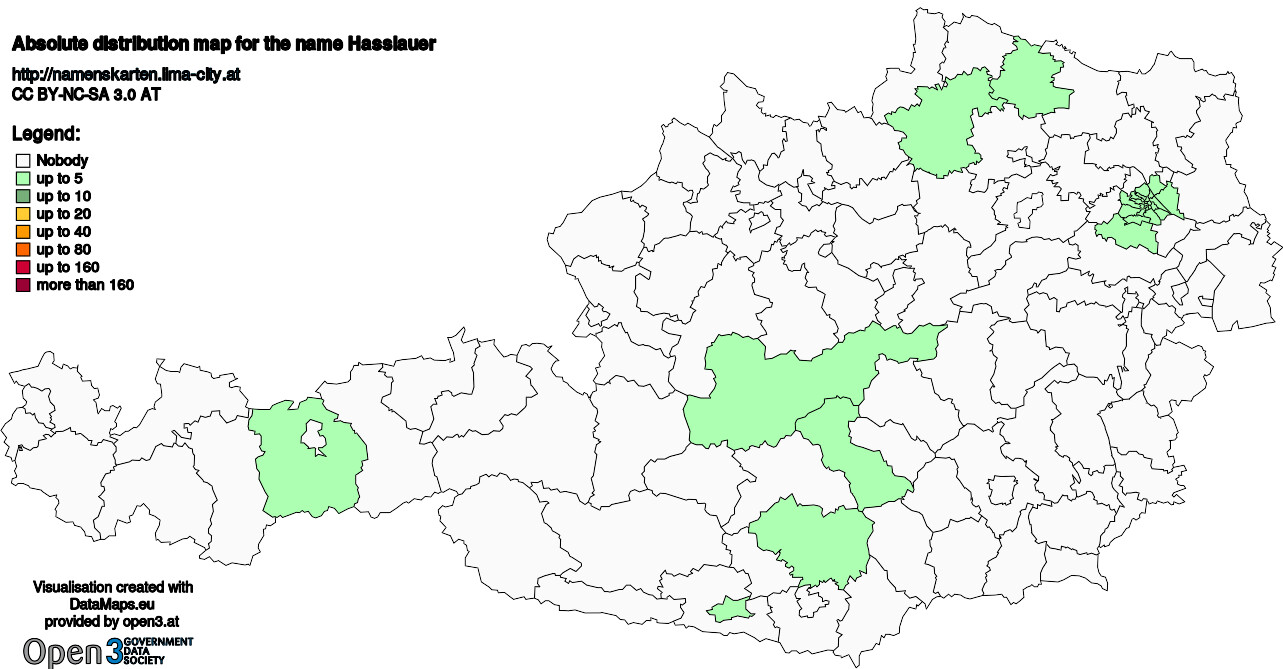 Absolute Distribution maps for surname Hasslauer