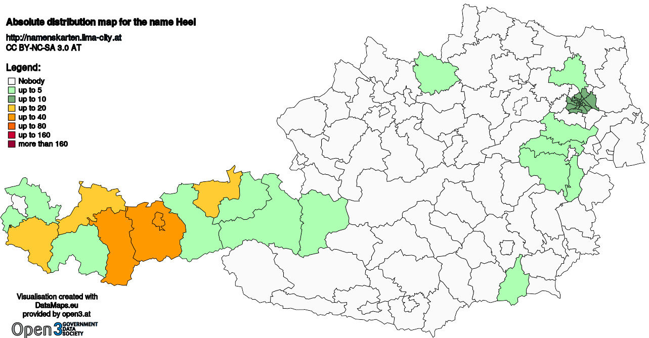 Absolute Distribution maps for surname Heel