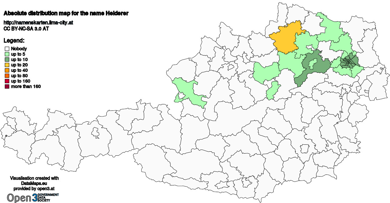 Absolute Distribution maps for surname Heiderer