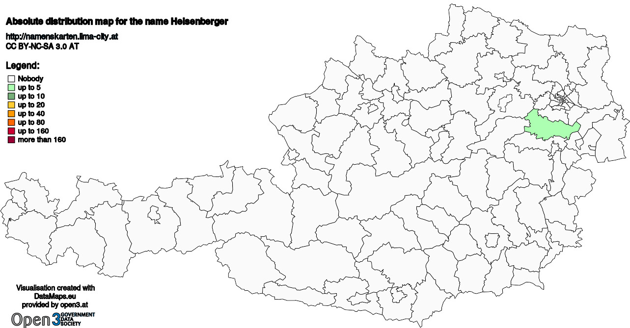 Absolute Distribution maps for surname Heisenberger
