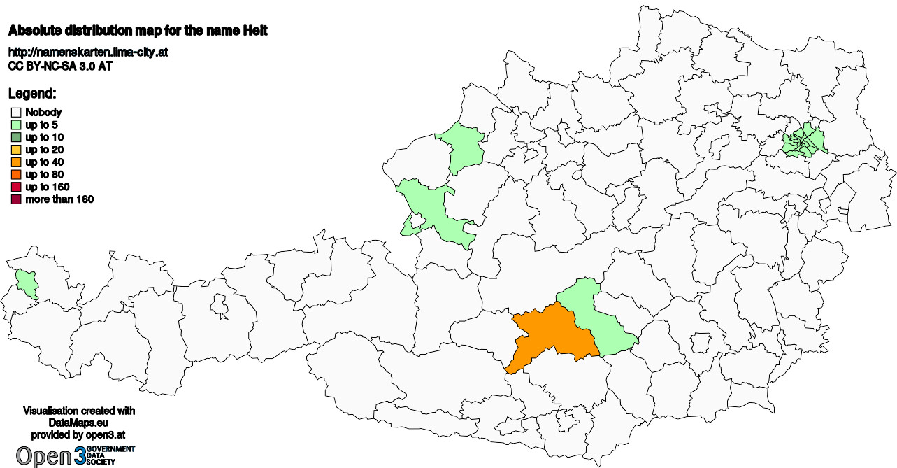 Absolute Distribution maps for surname Heit