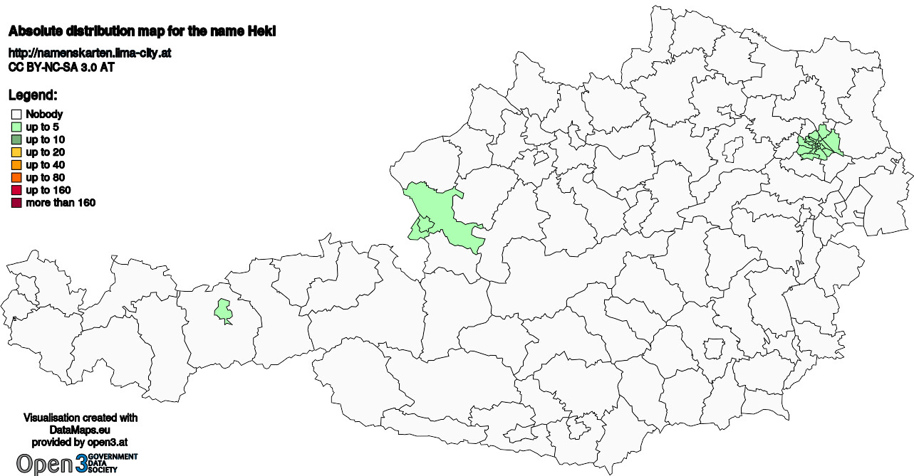 Absolute Distribution maps for surname Hekl