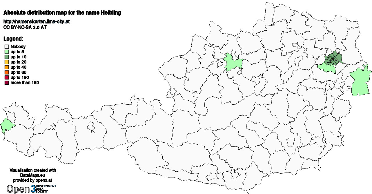 Absolute Distribution maps for surname Helbling